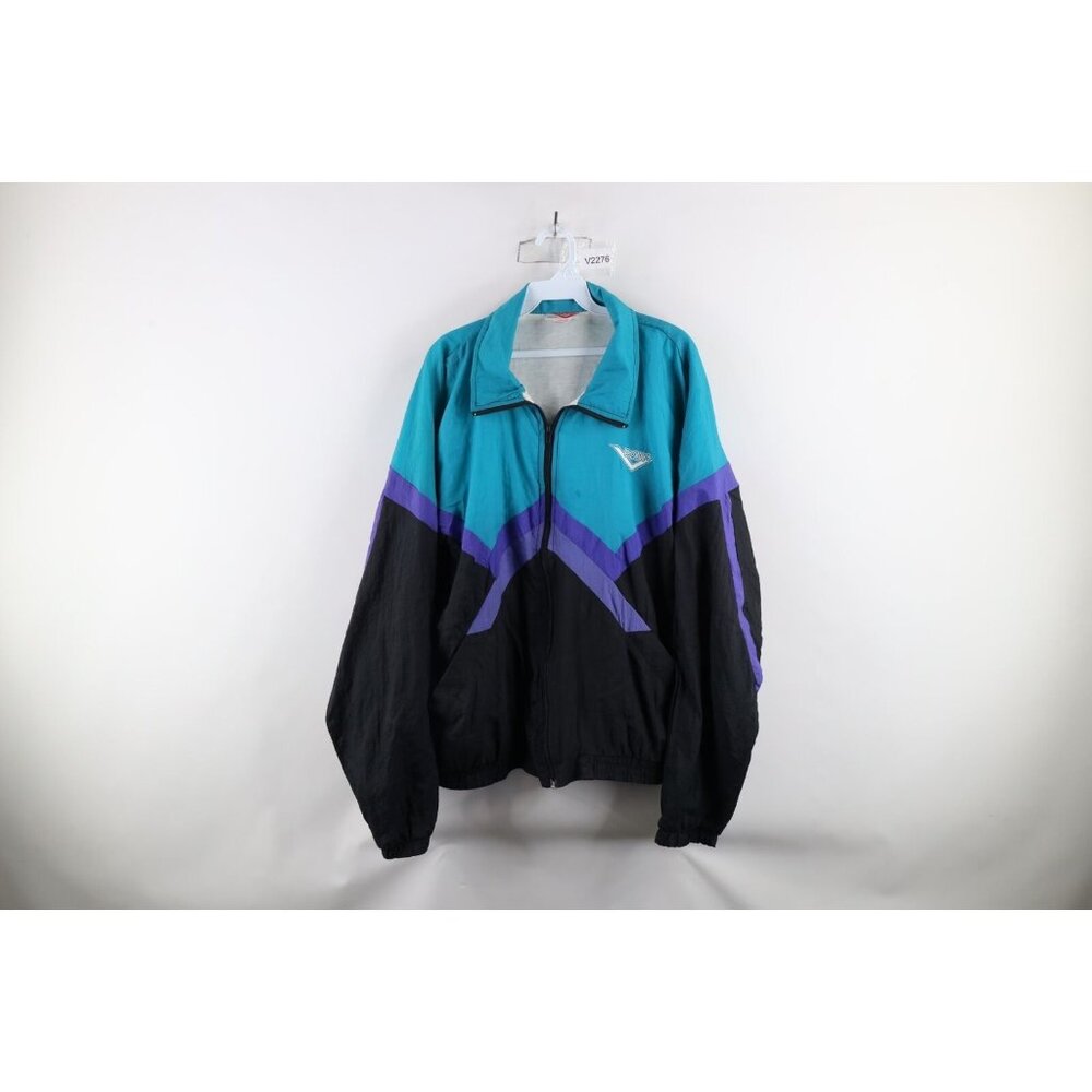 Vintage 90s Pony Mens XL Distressed Color Block Lined Windbreaker Jacket Nylon